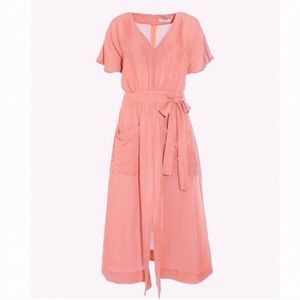 Madewell - Peach Linen Midi Dress